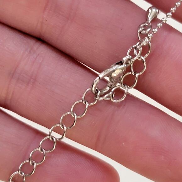 Silver Chain Necklace With Blue Turtle Pendant And Crystal Accent Ocean Jewelry - Picture 9 of 10